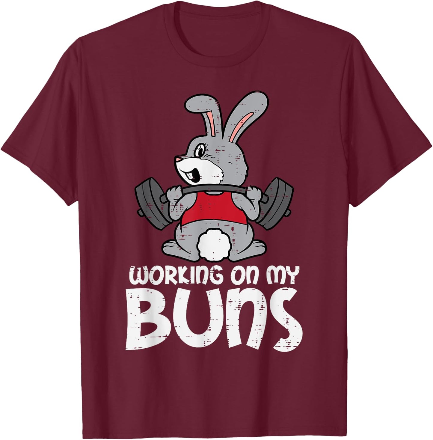 Easter Workout Working On My Buns Bunny Gym Men Women Kids T-Shirt - T-Shirt | Maroon