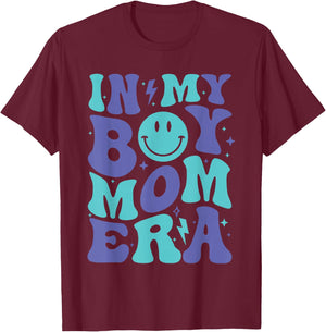 In My Boy Mom Era Boy Mama Gender Reveal T-Shirt - T-Shirt | Maroon