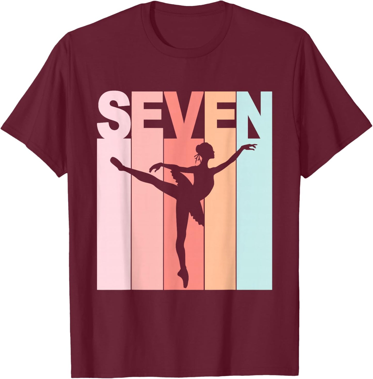 7th Birthday Ballet Dancer 7 Year Old Girl Ballerina T-Shirt - T-Shirt | Maroon