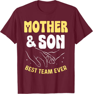 Mother & Son Best Team Ever Sons Mom Matching Mother Son T-Shirt - T-Shirt | Maroon