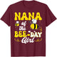 Nana of The Bee Day Girl Bee Birthday Party Theme Groovy T-Shirt - T-Shirt | Maroon