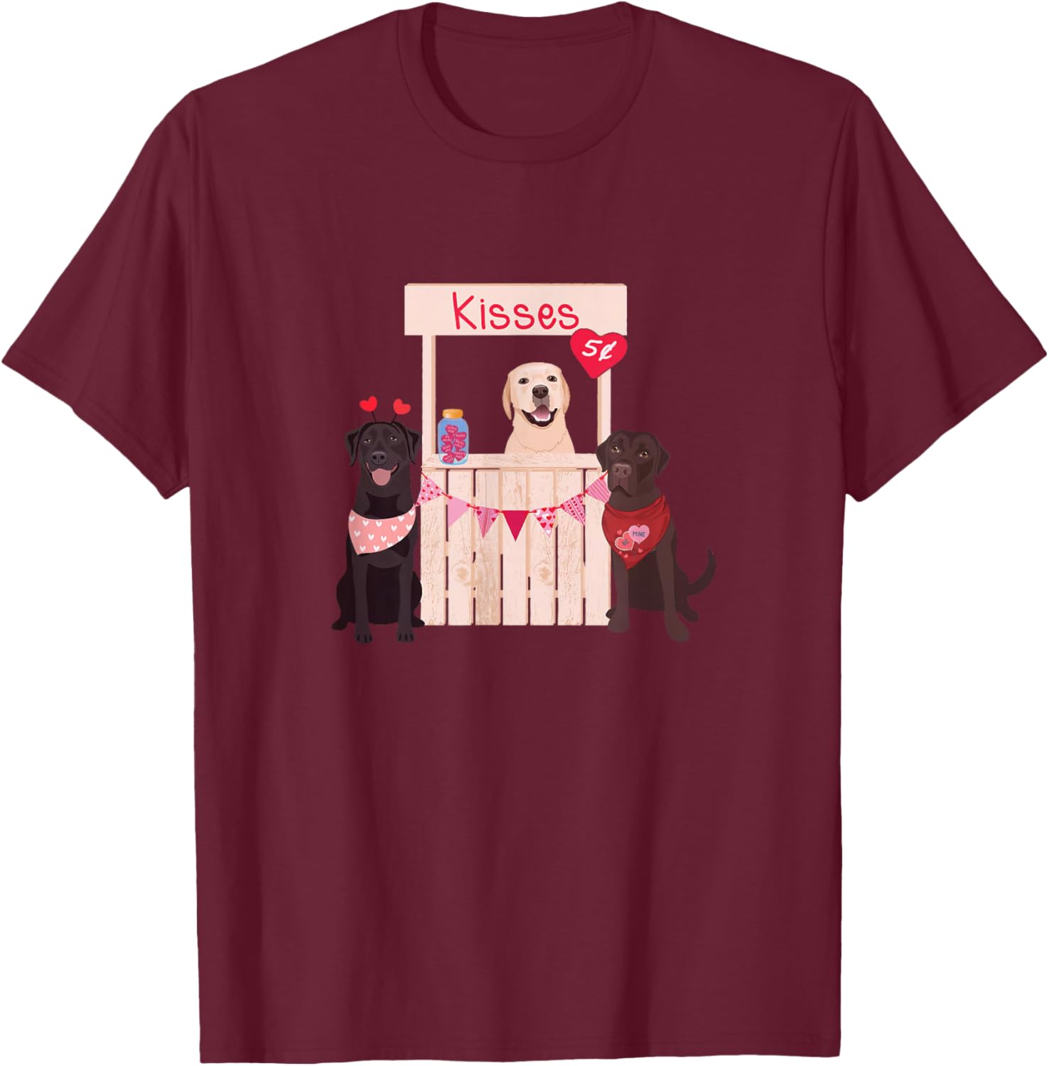 Labrador Retriever Valentines Day Dog Mom Dog Lovers Women Kids T-Shirt - T-Shirt | Maroon
