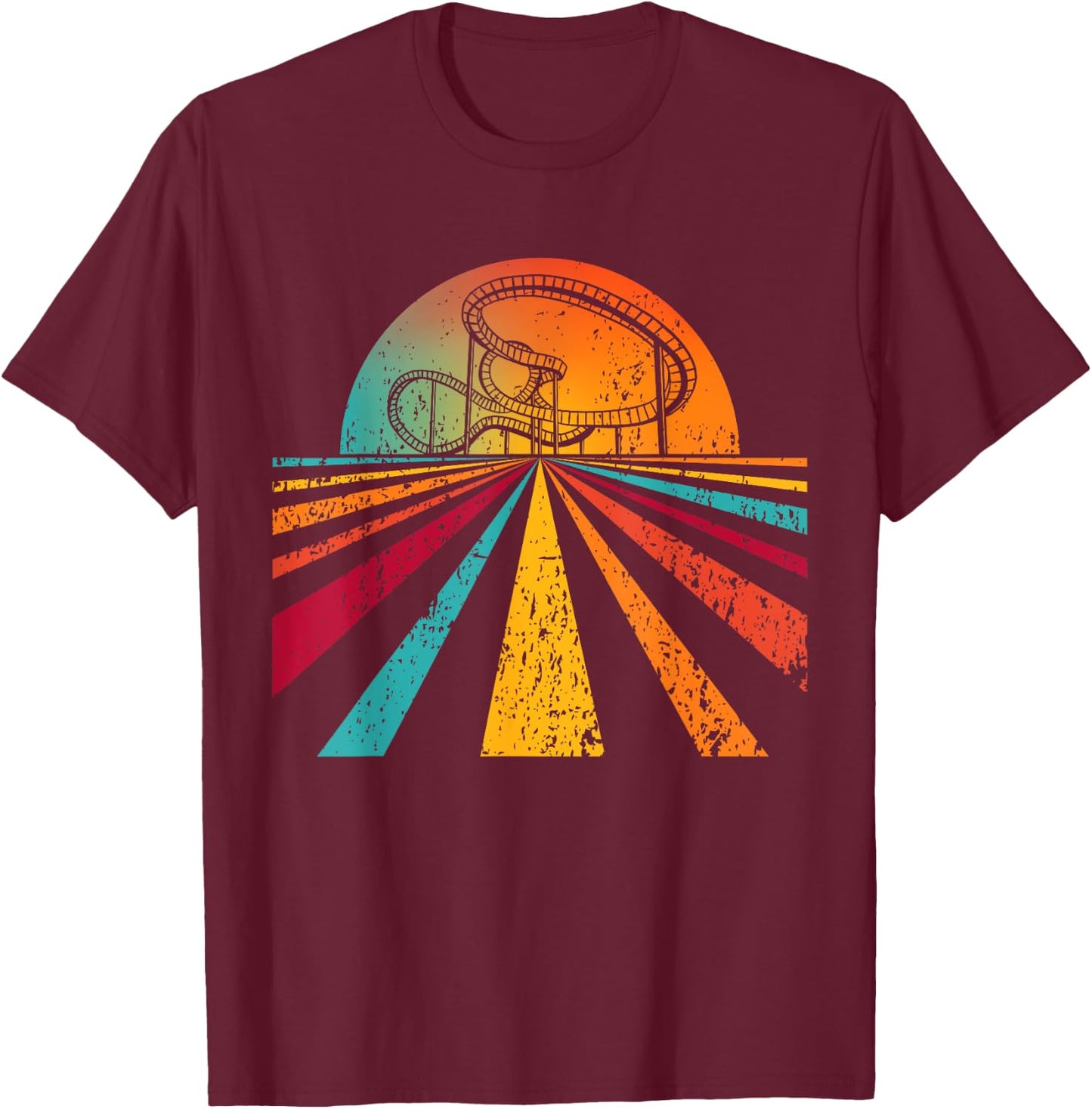 Vintage Amusement Park I Rollercoaster T-Shirt - T-Shirt | Maroon