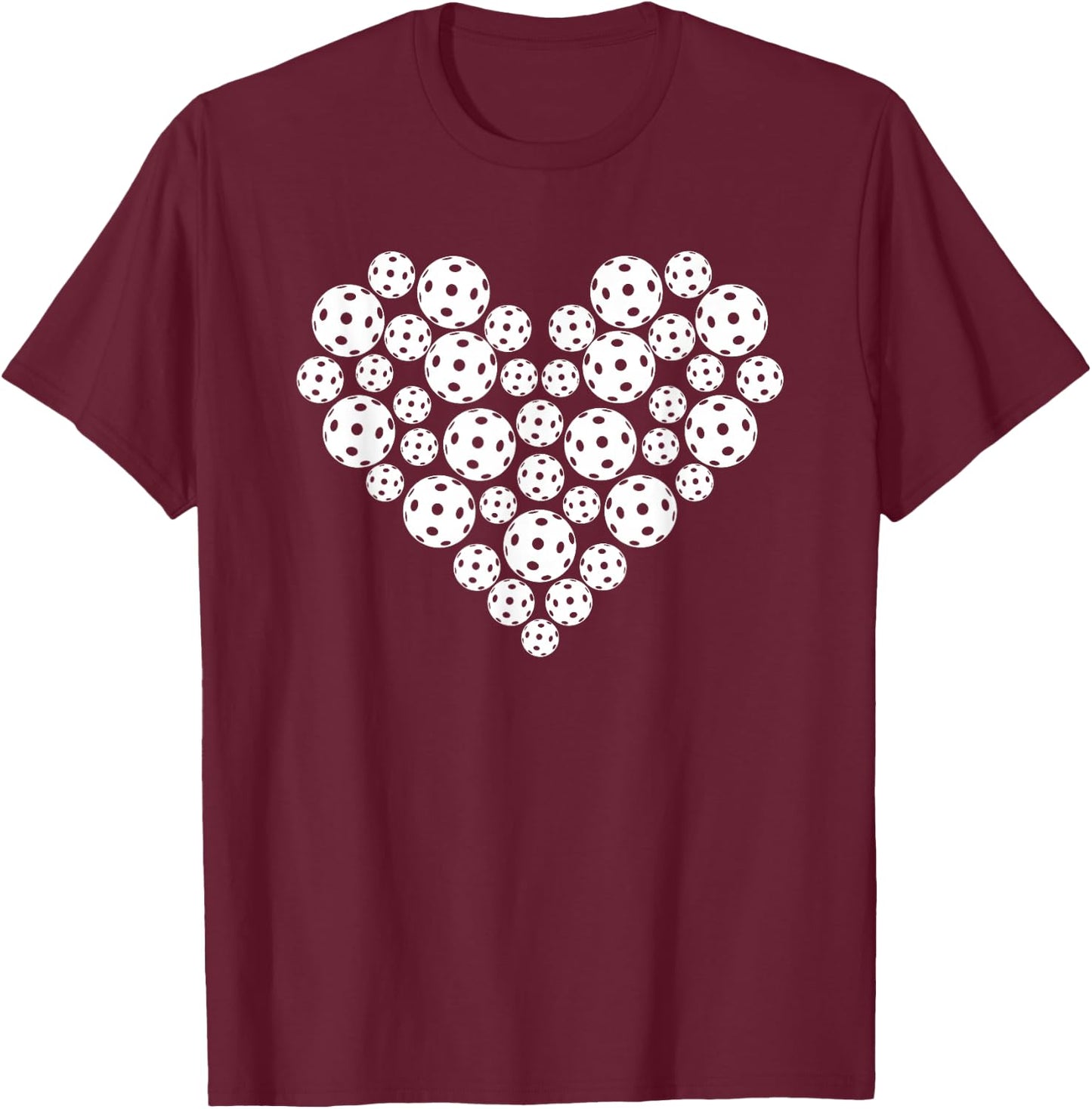 Funny Pickleball Love Heart Shape Valentine T-Shirt - T-Shirt | Maroon
