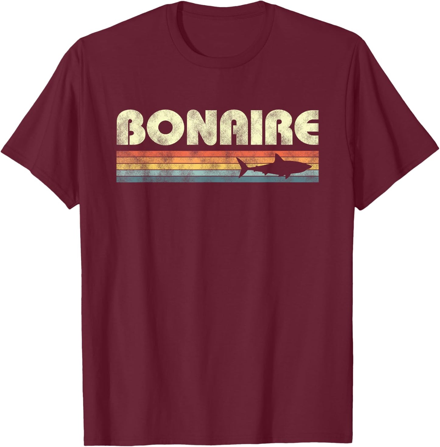 Vintage Bonaire Shark Souvenir Boys Girls T-Shirt - T-Shirt | Maroon