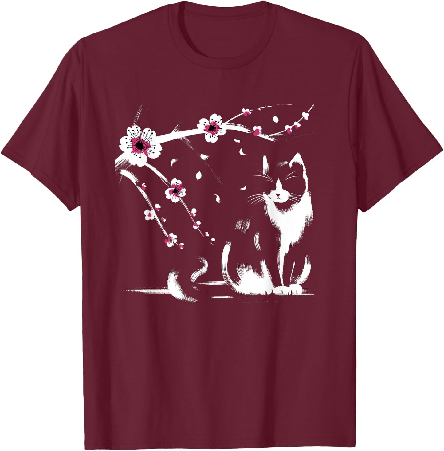 Kawaii Cat Anime Japanese Retro Men Women Kids Funny Cat T-Shirt - T-Shirt | Maroon