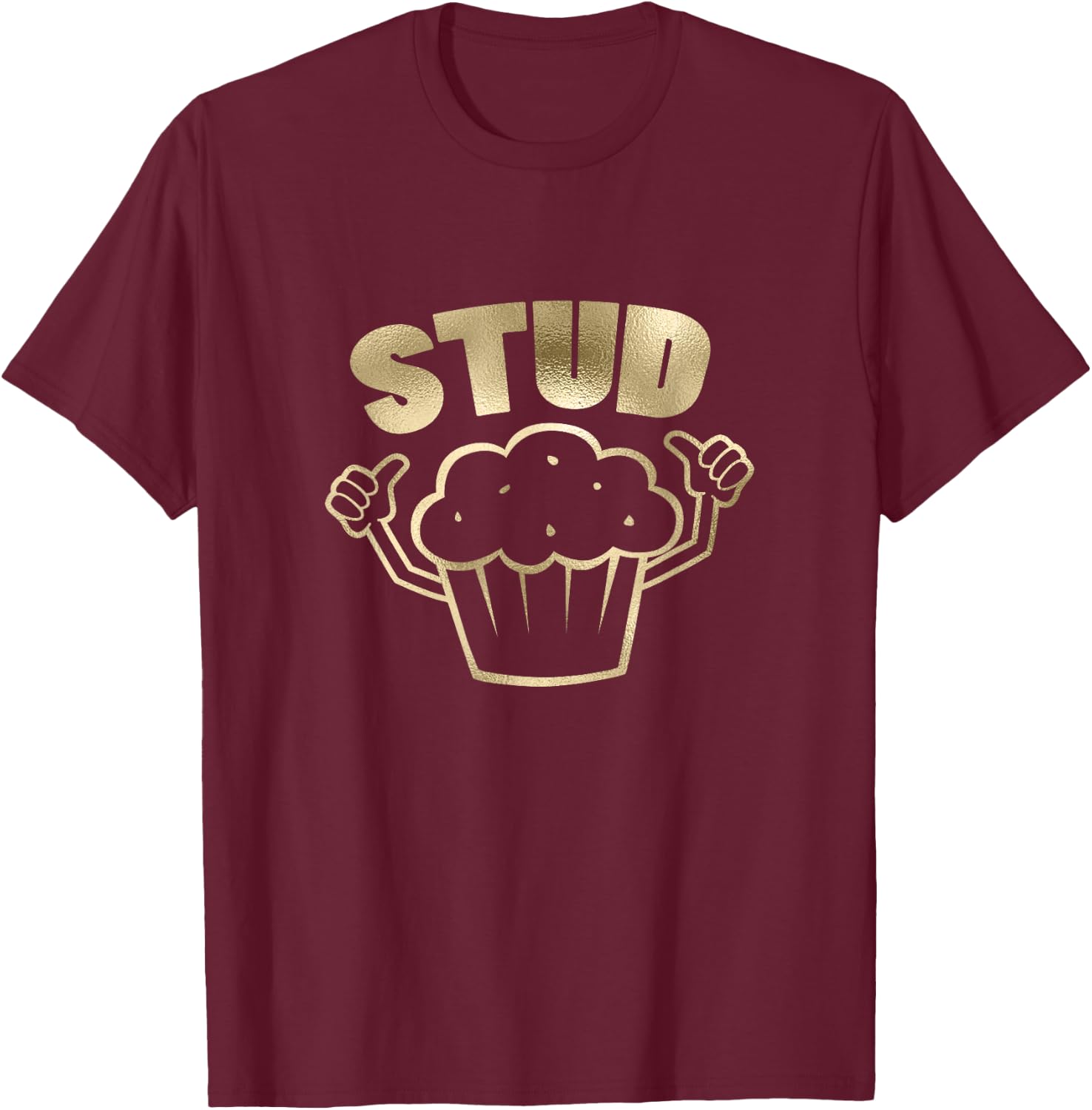 Retro Stud Muffin Thumbs Up Cartoon Graphic Costume Glam T-Shirt - T-Shirt | Maroon