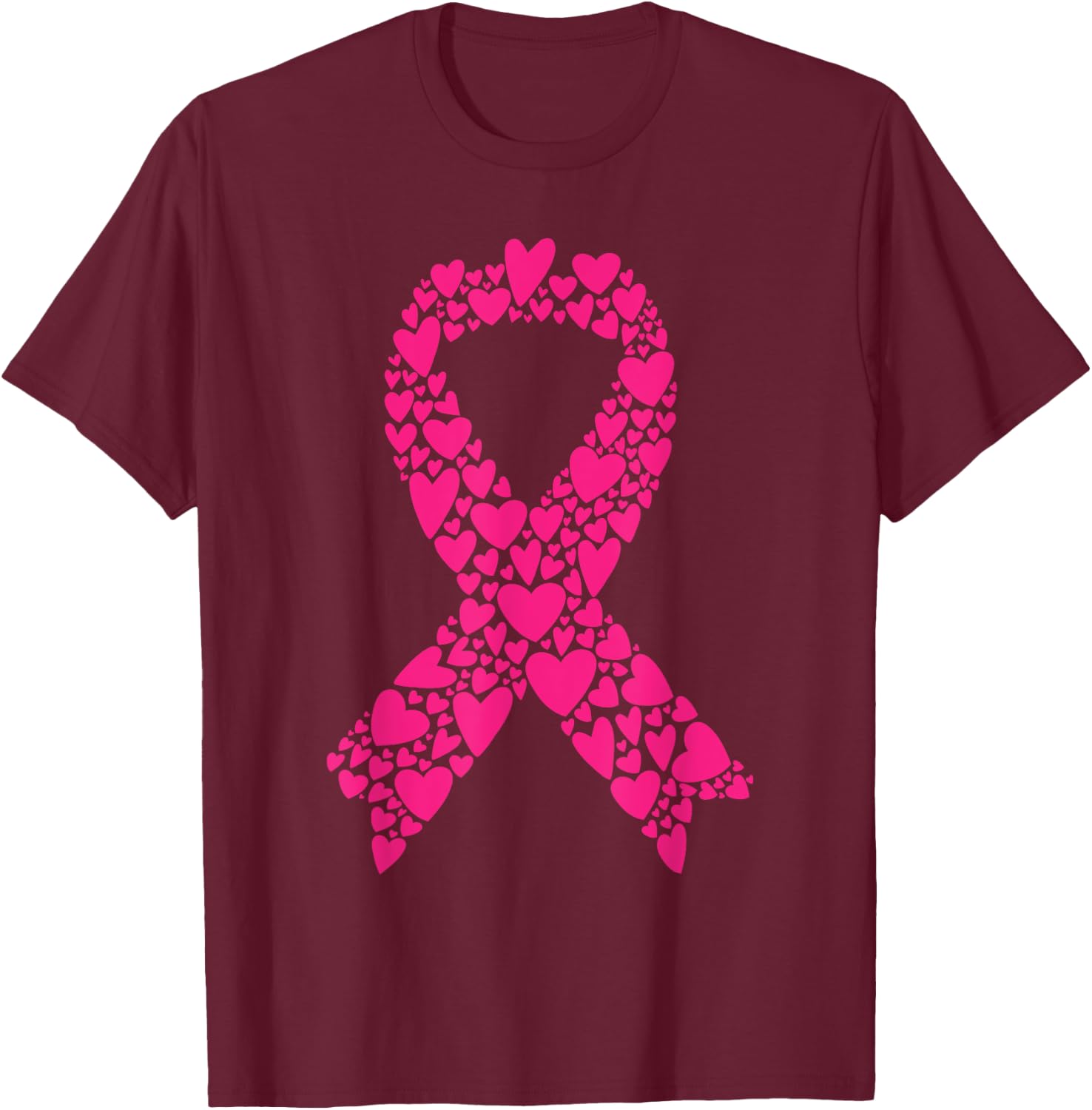 Cute Pink Ribbon Breast Cancer Awareness Women Men Kids T-Shirt - T-Shirt | Maroon