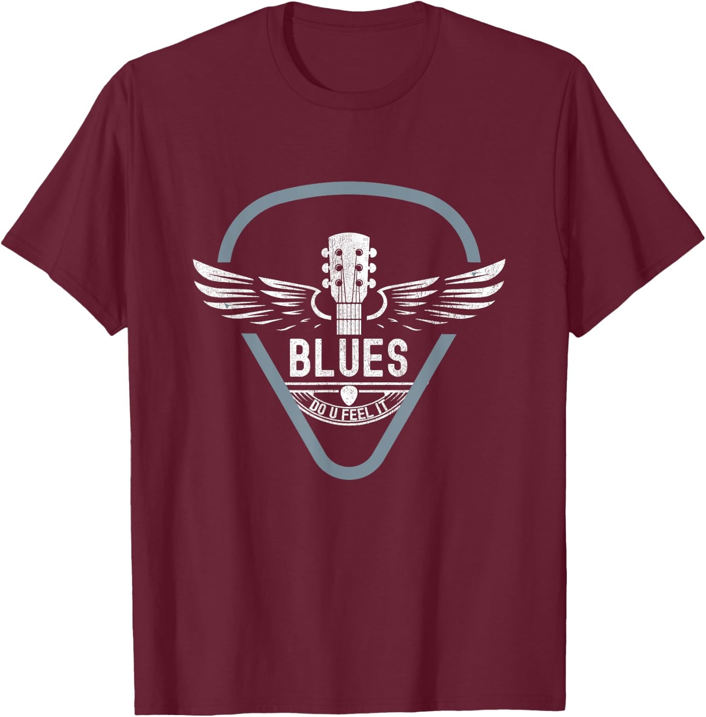 Blues Music Guitar Player Vintage Look Guitar T-Shirt - T-Shirt | Maroon