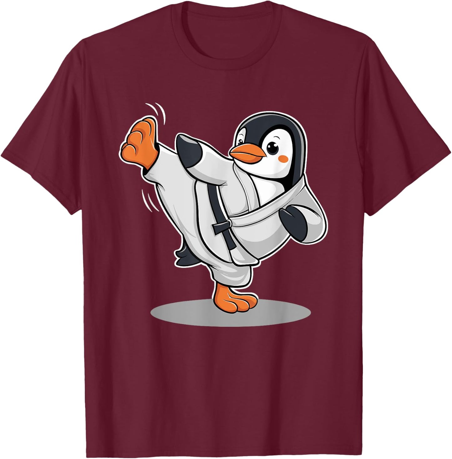 Karate Penguin Martial Arts Judo Taekwondo Penguin T-Shirt - T-Shirt | Maroon