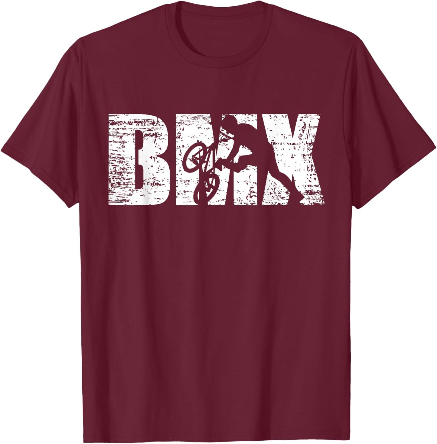 BMX - Distressed Look BMX Rider T-Shirt - T-Shirt | Maroon