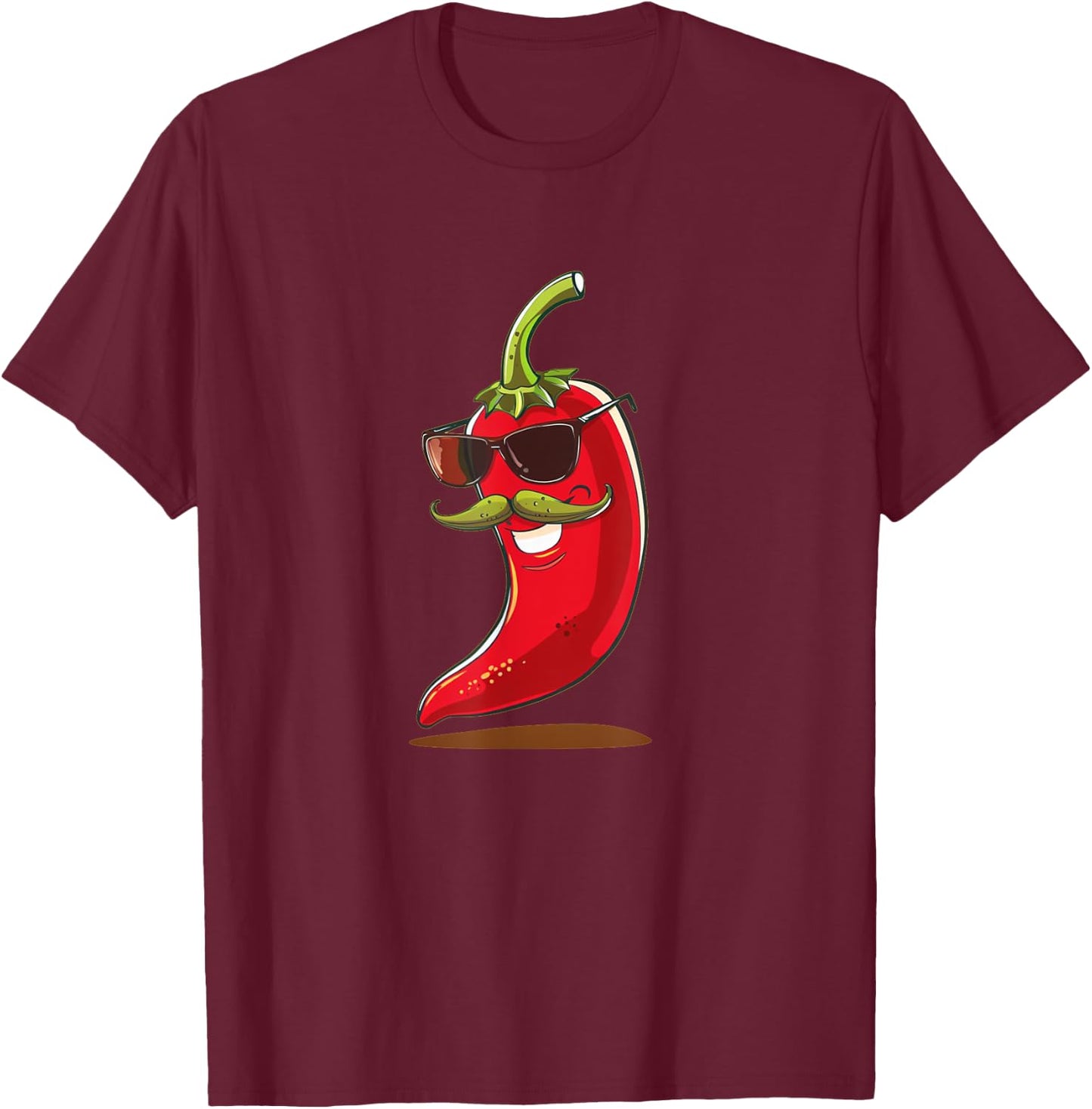 Cool Pepper with Mustache Beard Costume for Man and Woman T-Shirt - T-Shirt | Maroon