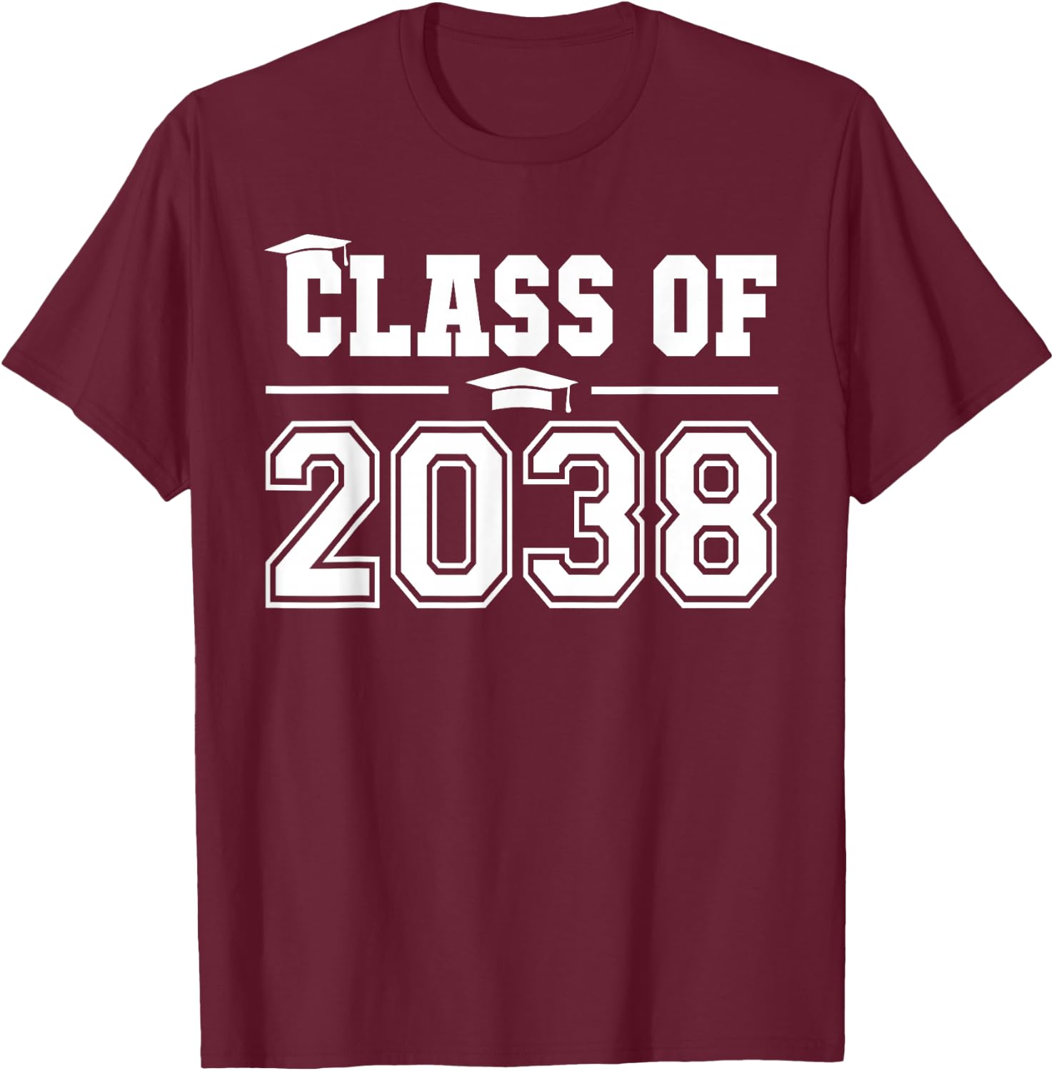 Class of 2038 Grow With Me First Day of School Graduation T-Shirt - T-Shirt | Maroon