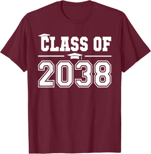 Class of 2038 Grow With Me First Day of School Graduation T-Shirt - T-Shirt | Maroon