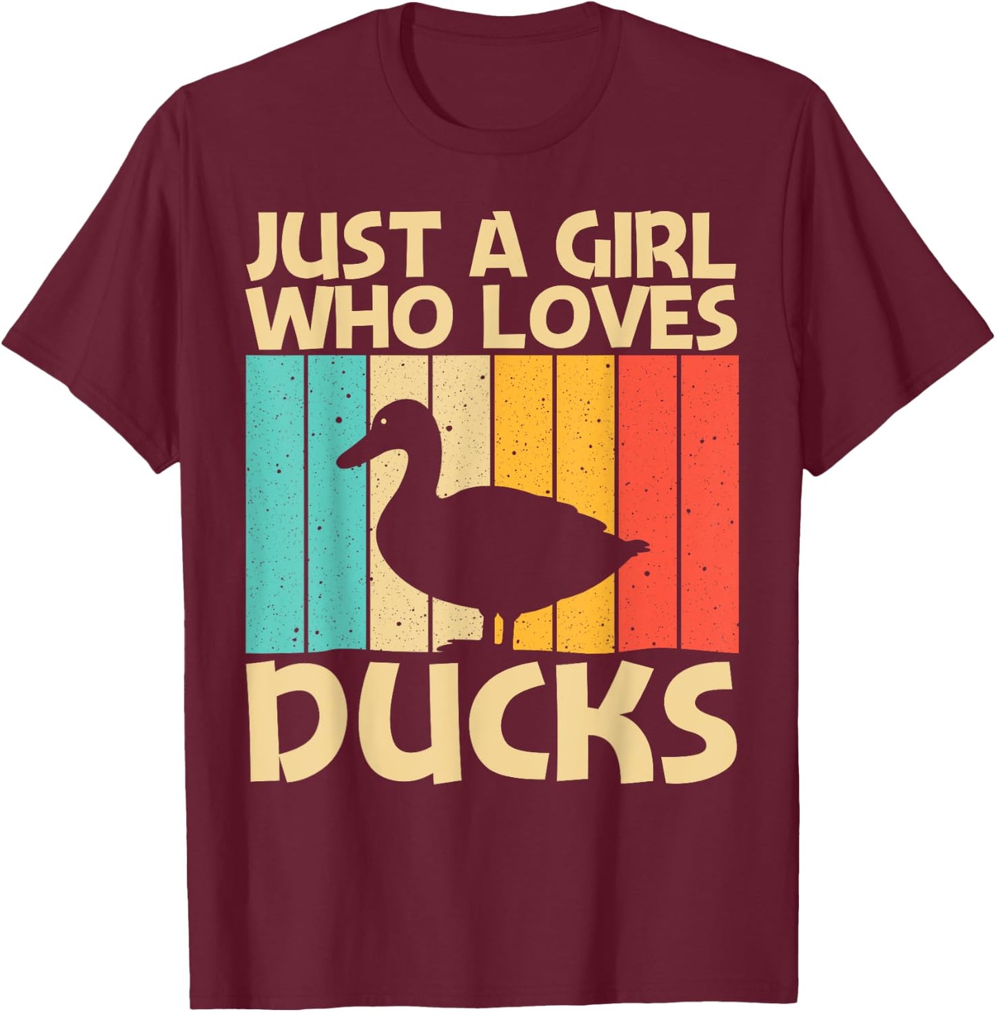 Funny Duck Design For Girls Kids Duck Farmer Hunting Lovers T-Shirt - T-Shirt | Maroon