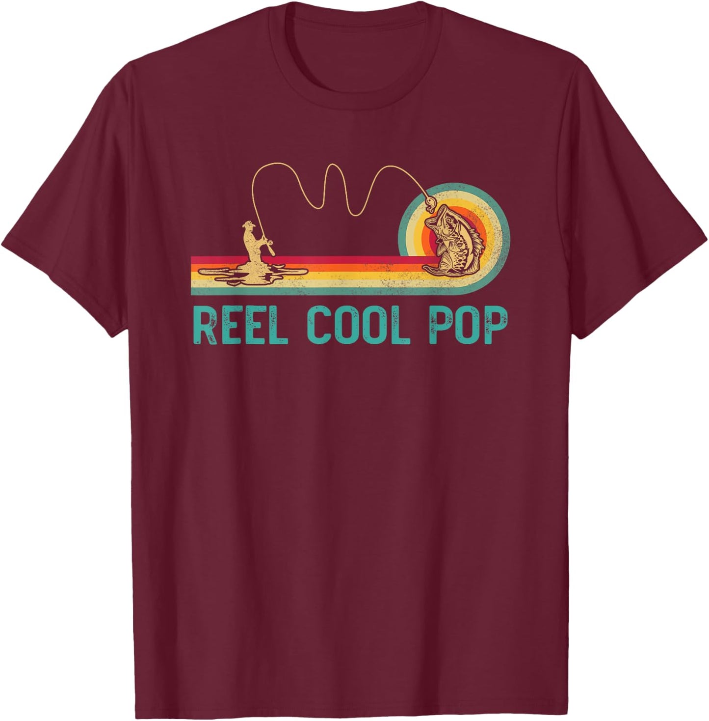 Reel Cool Pop Vintage Retro Fishing Funny Fisherman Pop T-Shirt - T-Shirt | Maroon