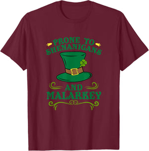 Irish Leprechaun St Patricks Day Shenanigans and Malarkey T-Shirt - T-Shirt | Maroon