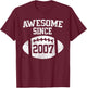 Awesome Since 2007 Football Player T-Shirt - T-Shirt | Maroon