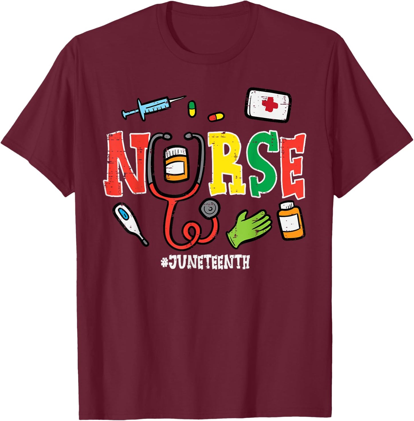 Juneteenth Nurse Black Freedom Day 1865 Scrub Top Women Men T-Shirt - T-Shirt | Maroon
