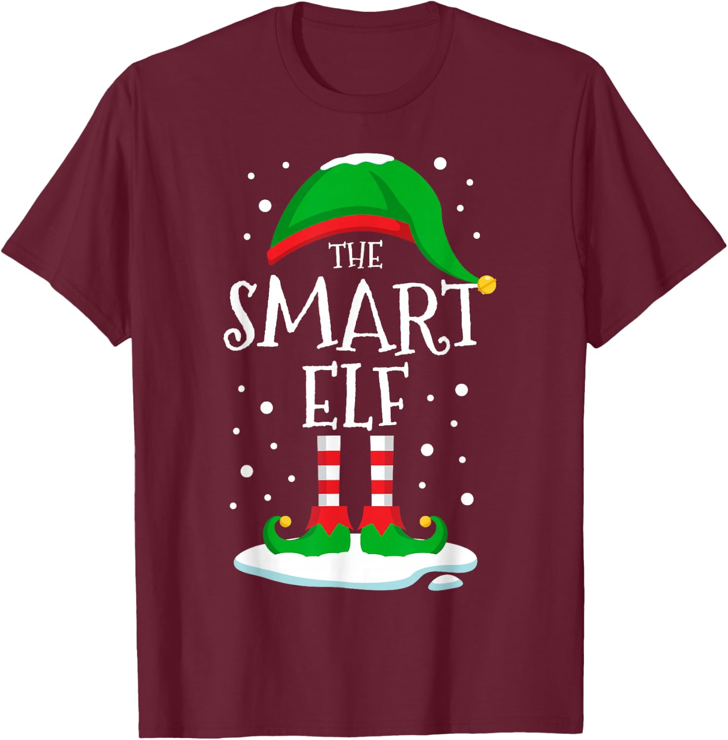 The Smart Elf Christmas Family Matching Xmas Wise Funny T-Shirt - T-Shirt | Maroon