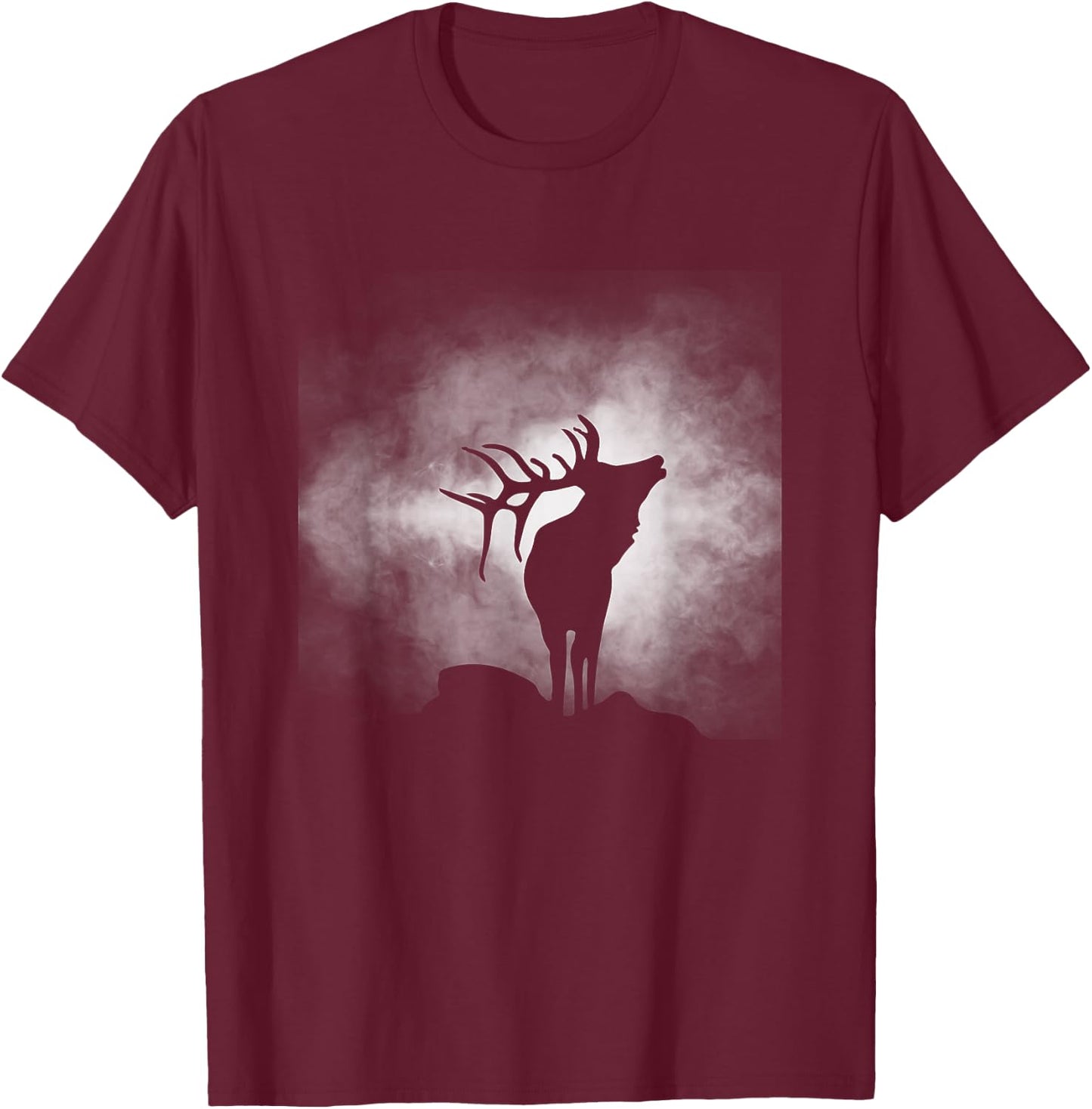 BASBO Outdoor Antlers Elk Deer , Small, Black T-Shirt - T-Shirt | Maroon