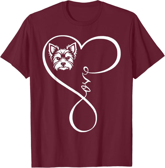 Yorkshire Terrier Love Infinity Heart Yorkie Dog Mom Women T-Shirt - T-Shirt | Maroon