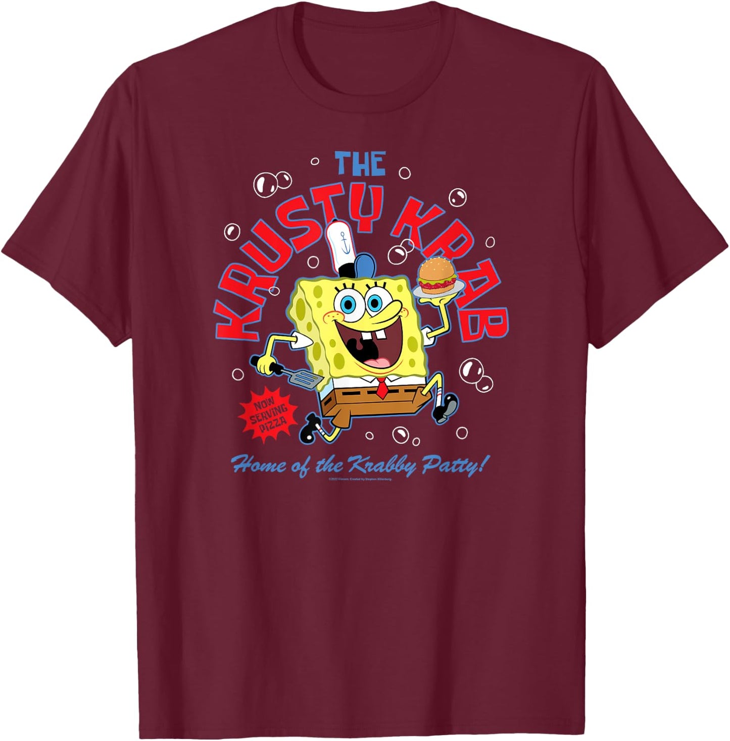 SpongeBob SquarePants - Krusty Krab Home of the Krabby Patty T-Shirt - T-Shirt | Maroon