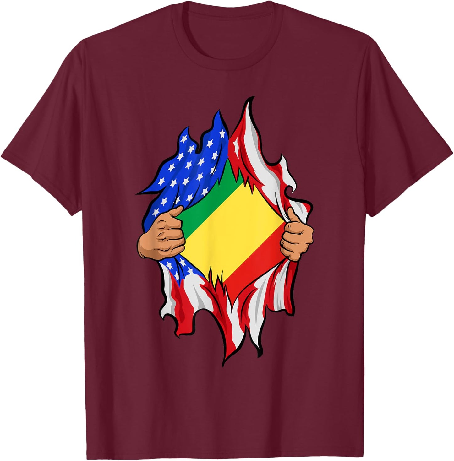The Republic Of Congo Blood Inside Me Flag T-Shirt - T-Shirt | Maroon