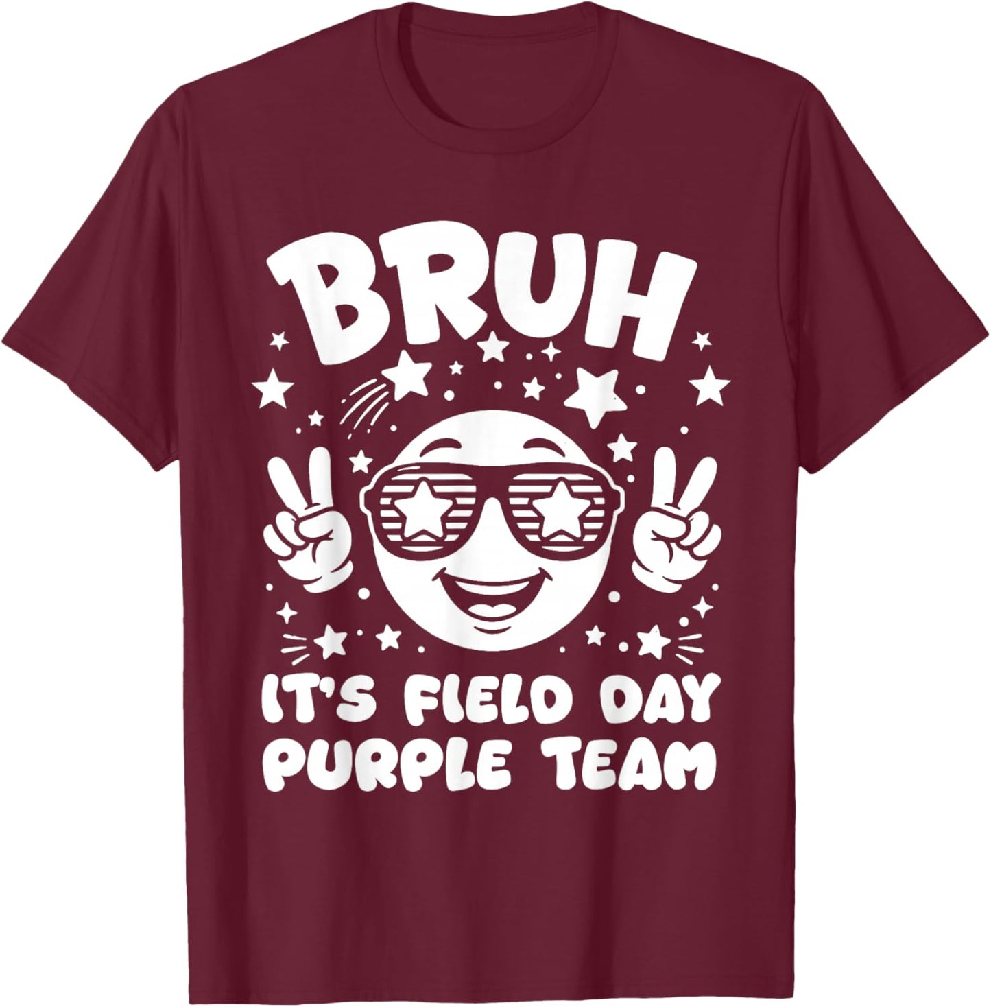 Purple Team Bruh It's Field Day 2026 Teacher Student Kids T-Shirt - T-Shirt | Maroon