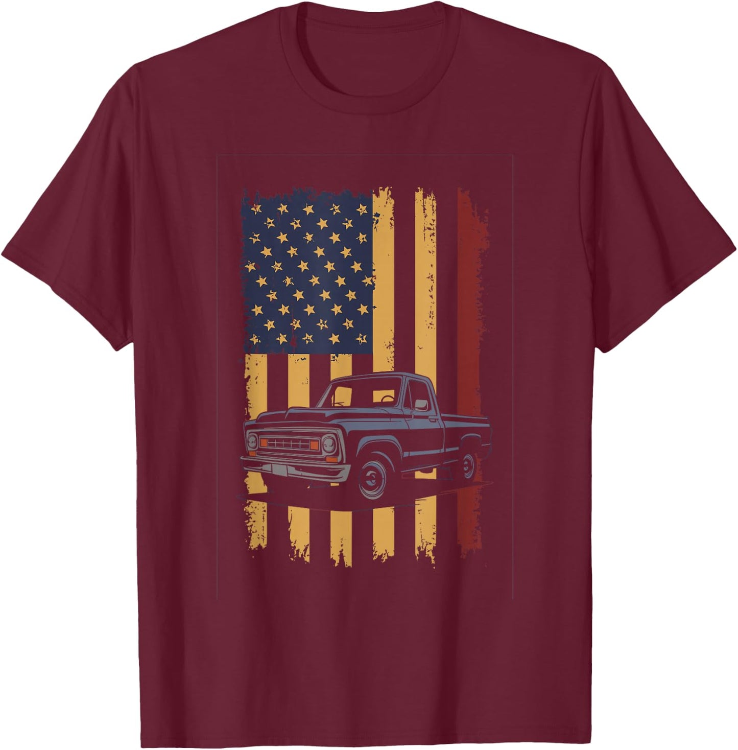 Vintage American Pickup Truck Adventure Enthusiast Design T-Shirt - T-Shirt | Maroon