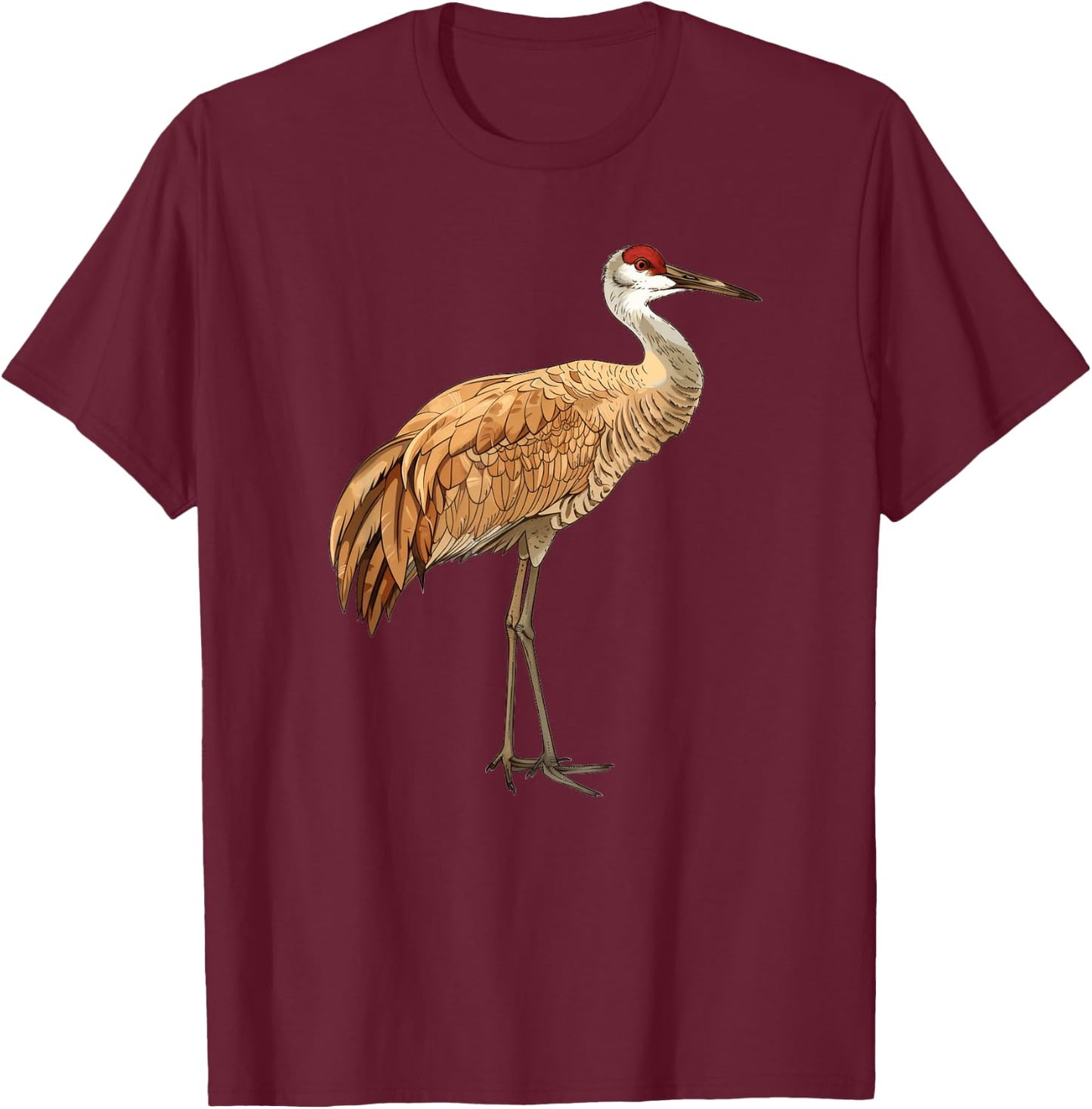 Sandhill Crane In A Thoughtful Pose T-Shirt - T-Shirt | Maroon