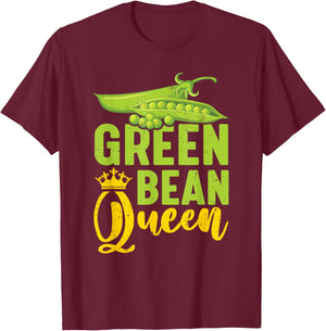 Green Bean Queen Funny Vegan Vegetarian Humor T-Shirt - T-Shirt | Maroon