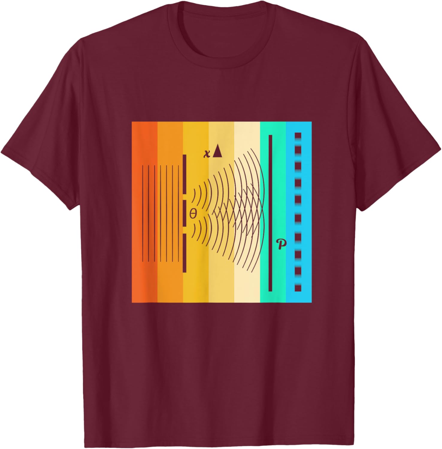 Retro Quantum Physics Quantum Double Slit Experiment T-Shirt - T-Shirt | Maroon