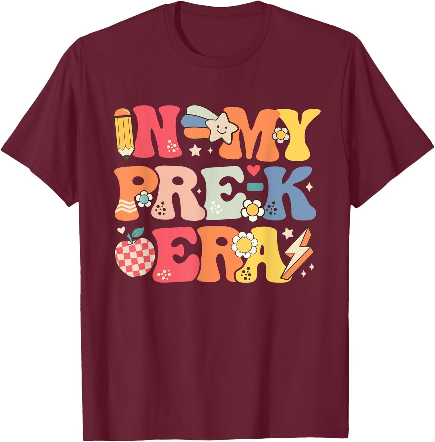 In My Pre-K Era Girl Back To School Cute PreSchool Teacher T-Shirt - T-Shirt | Maroon