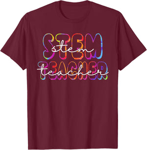 STEM Teacher Student First Day Back To School Tie Dye Men Women Girls Kids T-Shirt - T-Shirt | Maroon