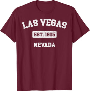Vintage Las Vegas Nevada NV Est. 1905 Souvenir T-Shirt - T-Shirt | Maroon