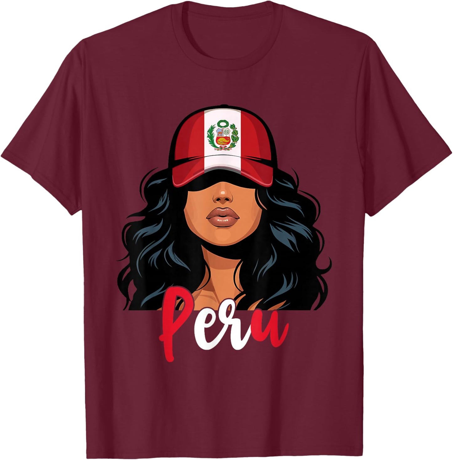 Peruvian Girl Peru Flag Proud Peruana Women T-Shirt - T-Shirt | Maroon