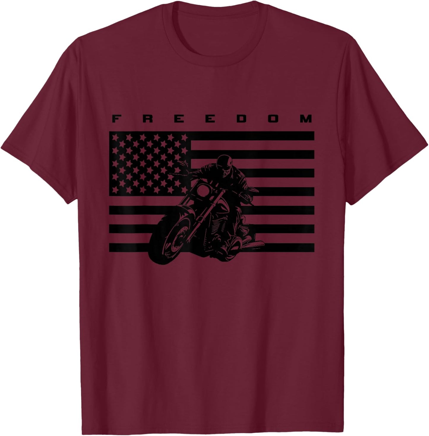 American Flag Motorcycle Apparel - Motorcycle T-Shirt - T-Shirt | Maroon