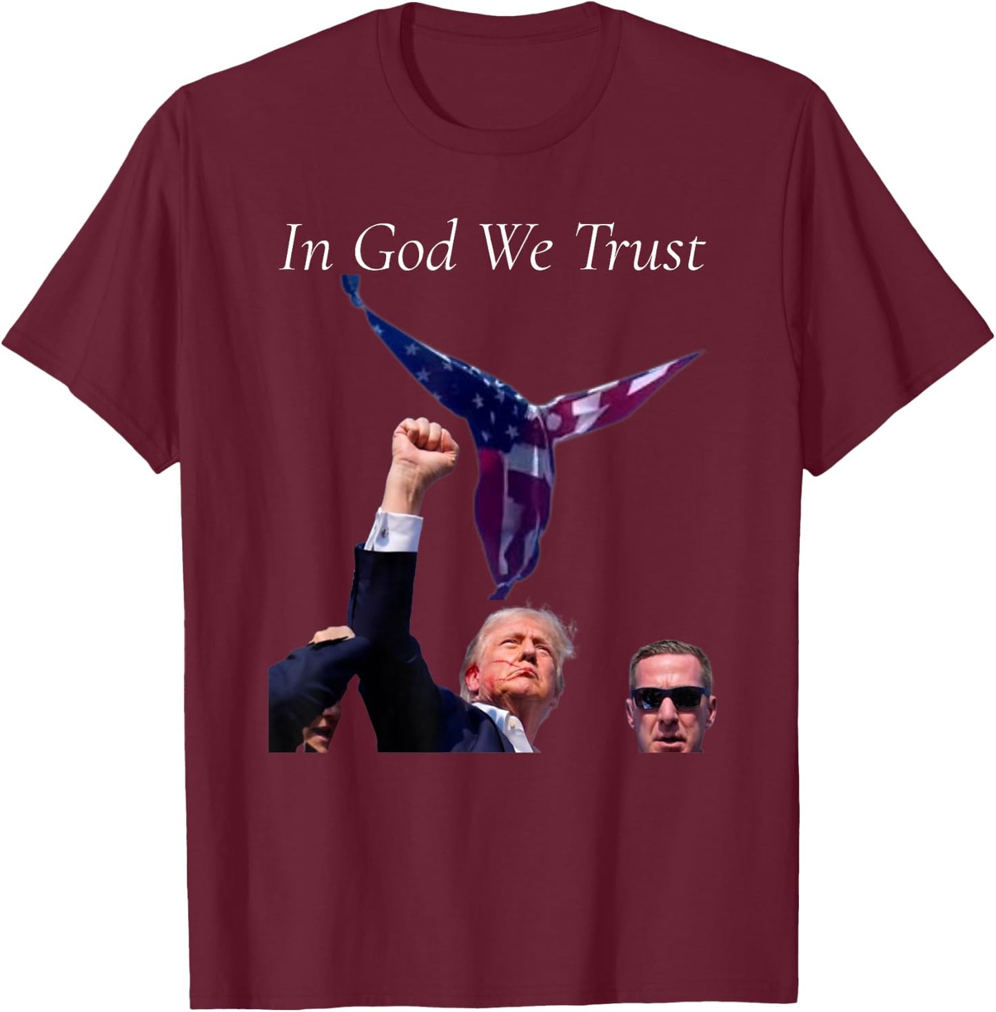Trump Angel Flag "In God We Trust" T-Shirt - T-Shirt | Maroon
