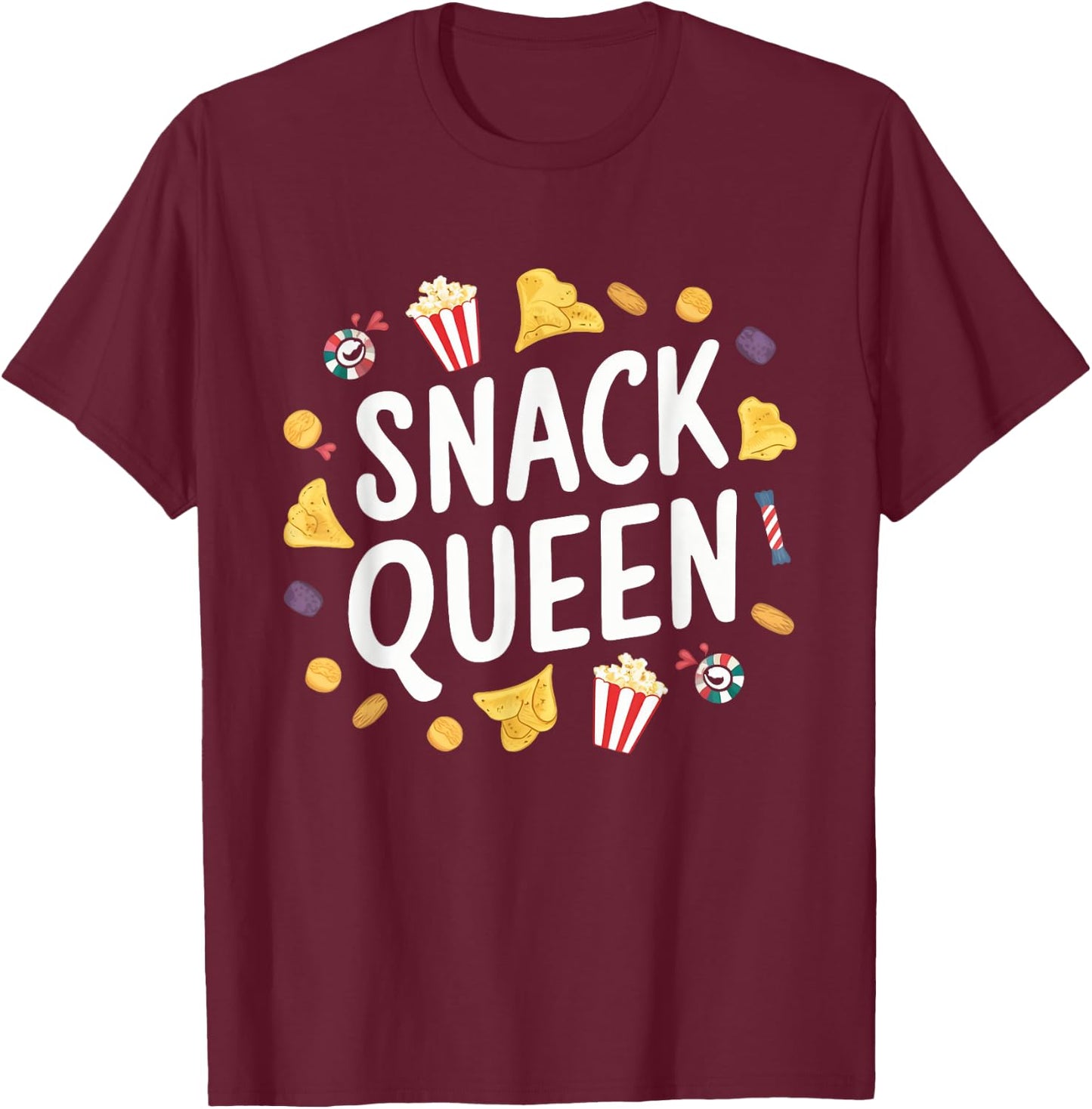Snack Queen Baking Cooking Eating Food Lover Women Girls T-Shirt - T-Shirt | Maroon