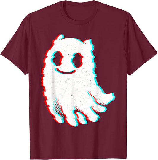 Funny Cat Ghost Vaporwave Outfit Techno Rave EDM Music T-Shirt - T-Shirt | Maroon