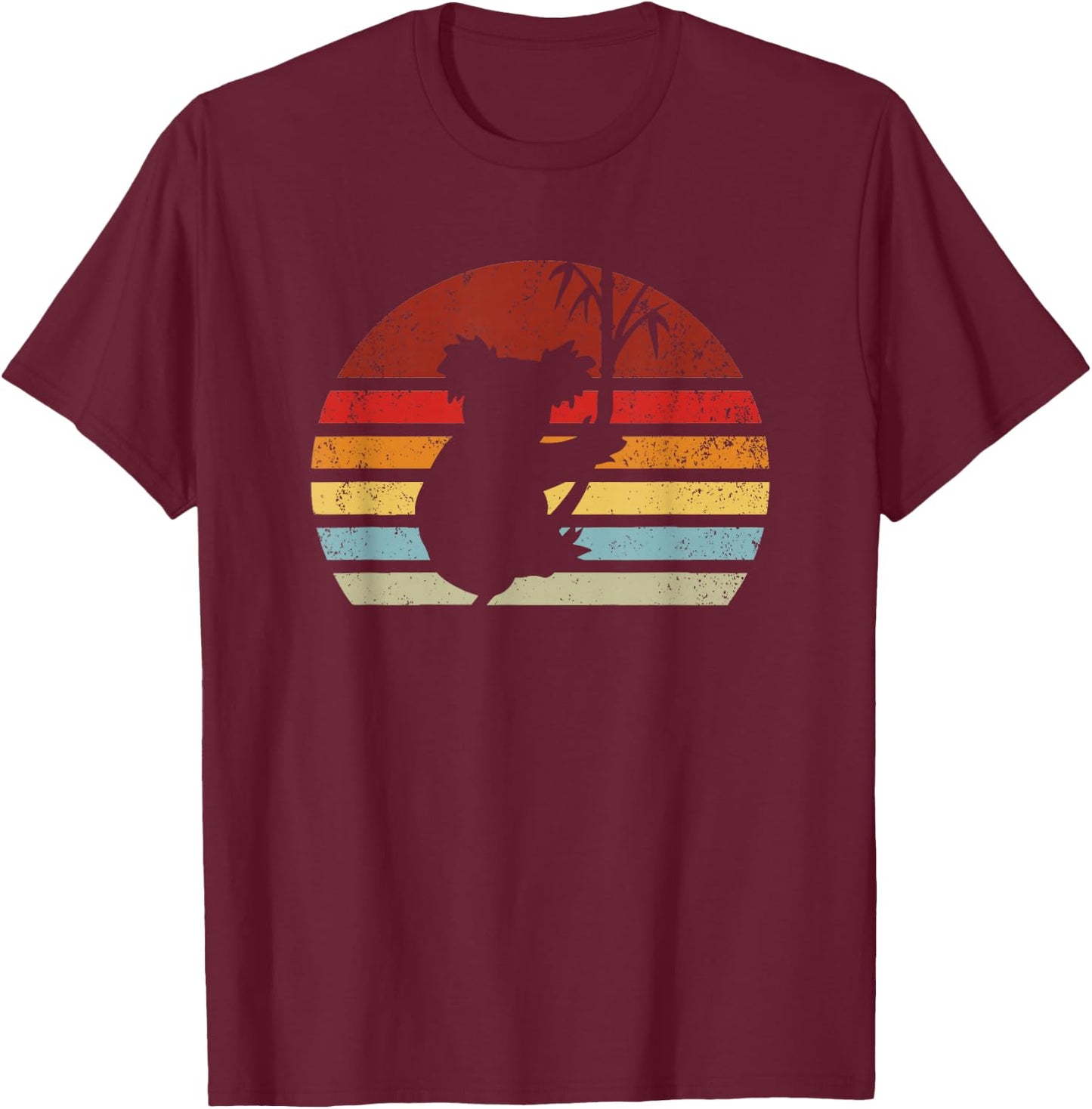 Retro Sunset Koala Bear Australian Wildlife Eucalyptus T-Shirt - T-Shirt | Maroon