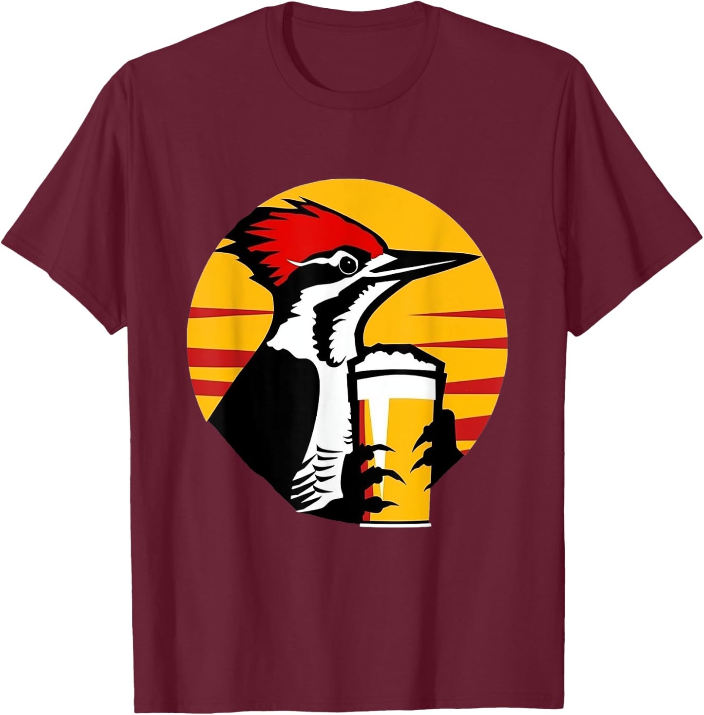 Schluckspecht an Herrentag - Specht an Vatertag trinkt Bier T-Shirt - T-Shirt | Maroon