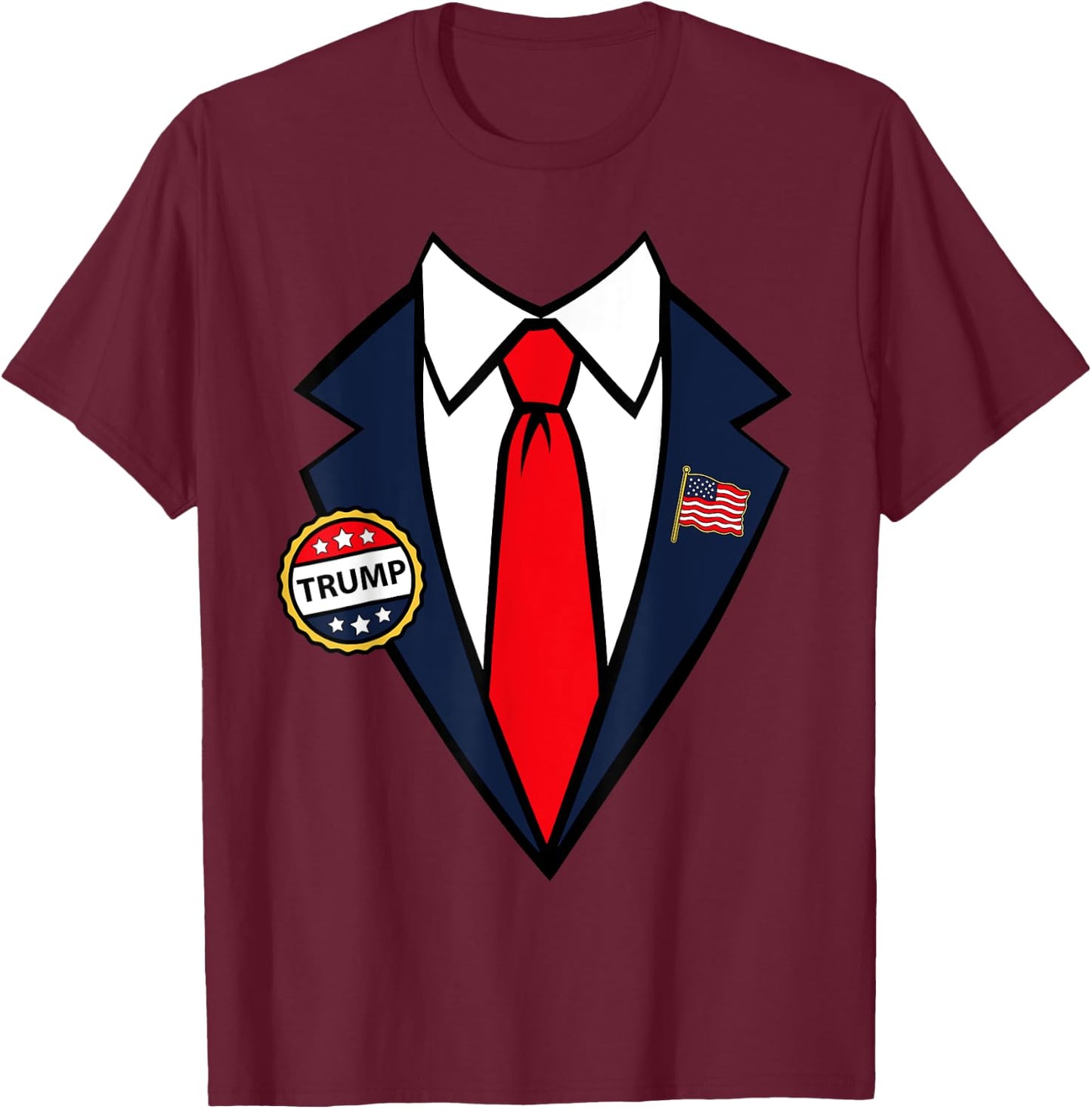 Donald Trump Halloween Costume Easy Last Minute Costume T-Shirt - T-Shirt | Maroon