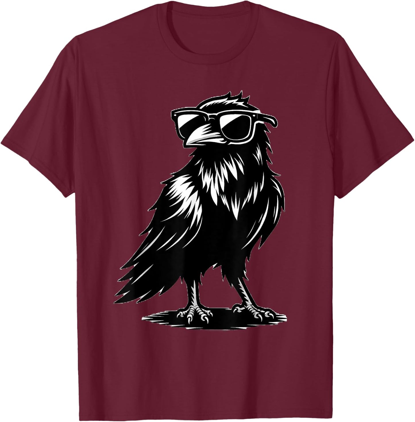 Crow Raven Bird Wearing Sunglasses T-Shirt - T-Shirt | Maroon