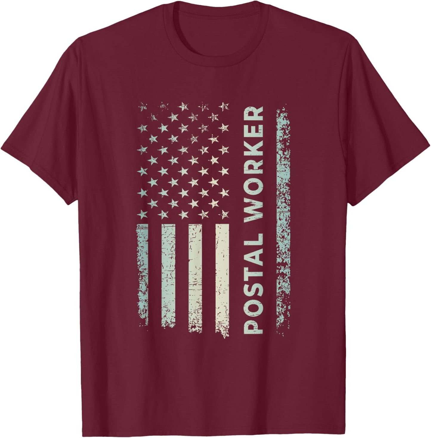 American Postal Worker Patriotic USA Flag T-Shirt - T-Shirt | Maroon
