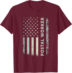 American Postal Worker Patriotic USA Flag T-Shirt - T-Shirt | Maroon