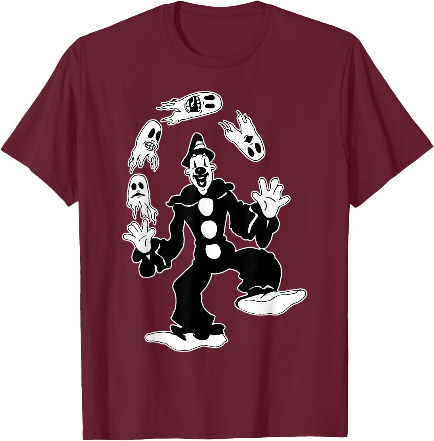 Koko the Clown Juggling Ghosts T-Shirt - T-Shirt | Maroon