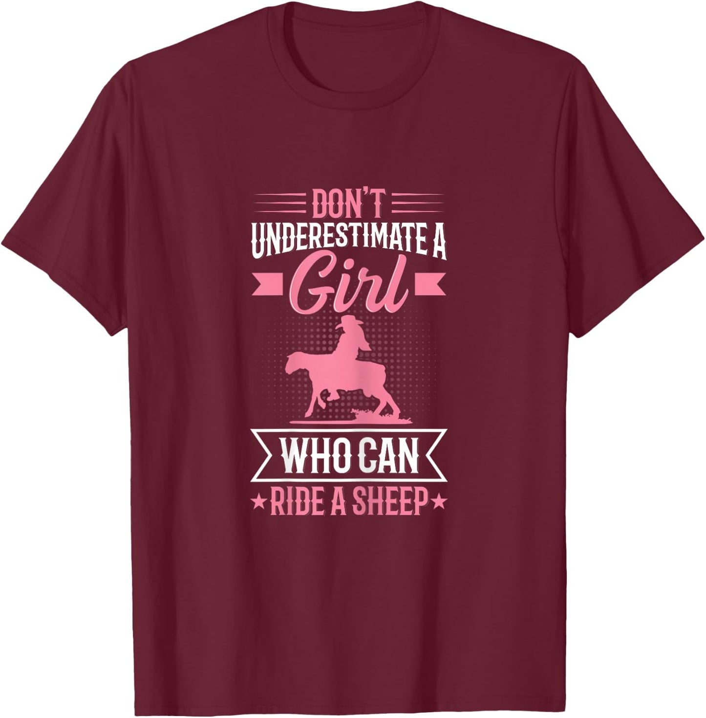 Youth Rodeo Mutton Busting Quote for a Mutton Buster Girl T-Shirt - T-Shirt | Maroon
