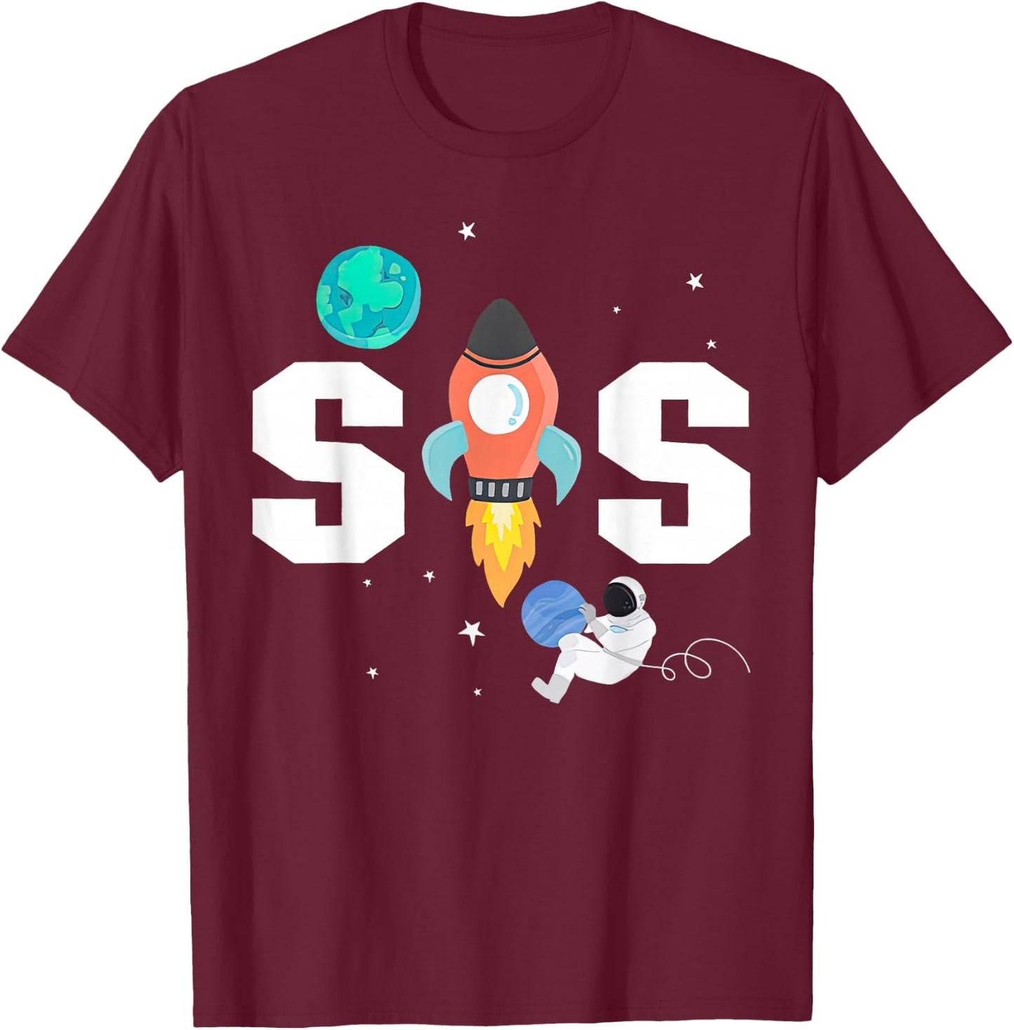Sister of the Astronaut Space Theme Birthday Family Matching T-Shirt - T-Shirt | Maroon